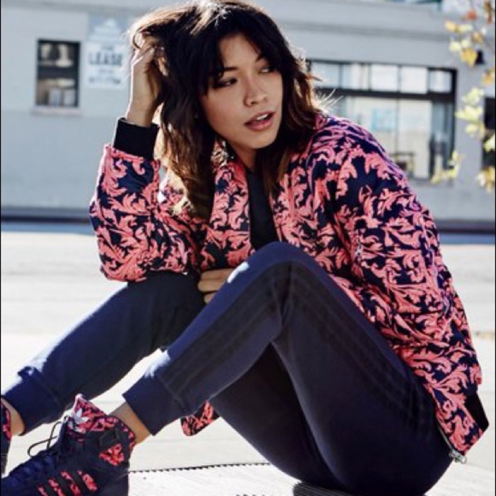 Adidas Originals Navy & Pink Bomber Jacket {M}